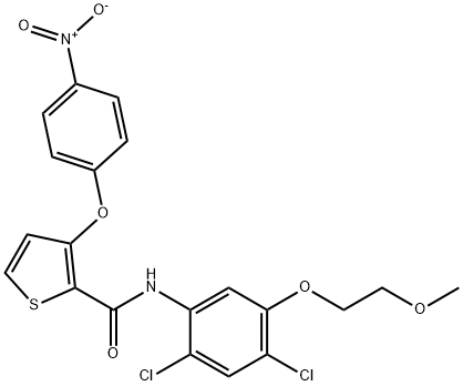 N-[2,4-DICHLORO-5-(2-METHOXYETHOXY)PHENYL]-3-(4-NITROPHENOXY)-2-THIOPHENECARBOXAMIDE 结构式