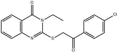 2-([2-(4-CHLOROPHENYL)-2-OXOETHYL]SULFANYL)-3-ETHYL-4(3H)-QUINAZOLINONE 结构式