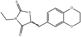 5-(2,3-DIHYDRO-1,4-BENZODIOXIN-6-YLMETHYLENE)-3-ETHYL-2-THIOXO-1,3-THIAZOLAN-4-ONE 结构式