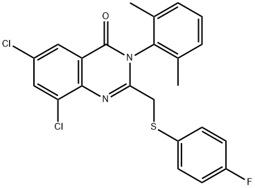 6,8-Dichloro-3-(2,6-dimethylphenyl)-2-([(4-fluorophenyl)sulfanyl]methyl)-4(3H)-quinazolinone 结构式