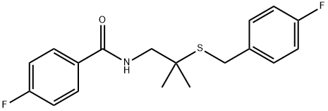 4-FLUORO-N-(2-[(4-FLUOROBENZYL)SULFANYL]-2-METHYLPROPYL)BENZENECARBOXAMIDE 结构式