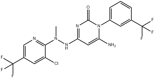 6-Amino-4-(2-[3-chloro-5-(trifluoromethyl)-2-pyridinyl]-2-methylhydrazino)-1-[3-(trifluoromethyl)phenyl]-2(1H)-pyrimidinone 结构式
