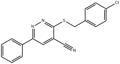 3-[(4-CHLOROBENZYL)SULFANYL]-6-PHENYL-4-PYRIDAZINECARBONITRILE 结构式