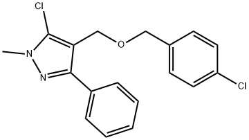 4-Chlorobenzyl (5-chloro-1-methyl-3-phenyl-1H-pyrazol-4-yl)methyl ether 结构式