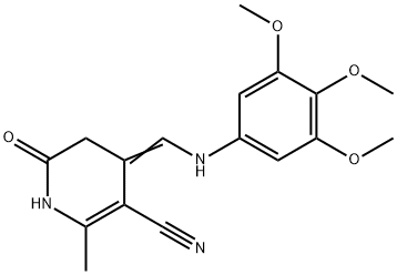 2-METHYL-6-OXO-4-[(3,4,5-TRIMETHOXYANILINO)METHYLENE]-1,4,5,6-TETRAHYDRO-3-PYRIDINECARBONITRILE 结构式