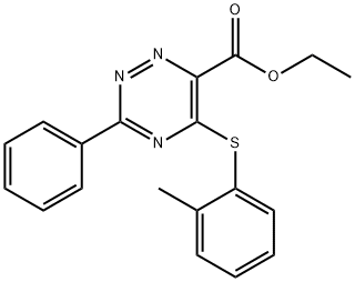 Ethyl 5-[(2-methylphenyl)sulfanyl]-3-phenyl-1,2,4-triazine-6-carboxylate 结构式