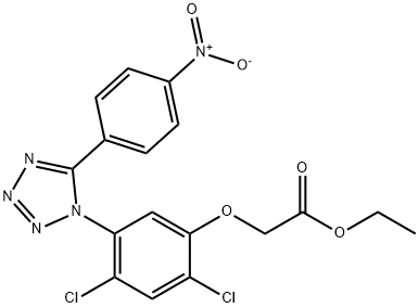 Ethyl 2-(2,4-dichloro-5-[5-(4-nitrophenyl)-1H-1,2,3,4-tetraazol-1-yl]phenoxy)acetate 结构式