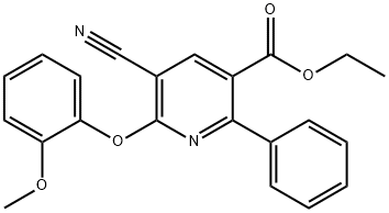 ETHYL 5-CYANO-6-(2-METHOXYPHENOXY)-2-PHENYLNICOTINATE 结构式