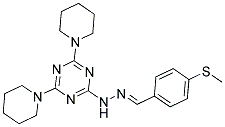 (E)-2-(2-(4-(METHYLTHIO)BENZYLIDENE)HYDRAZINYL)-4,6-DI(PIPERIDIN-1-YL)-1,3,5-TRIAZINE 结构式