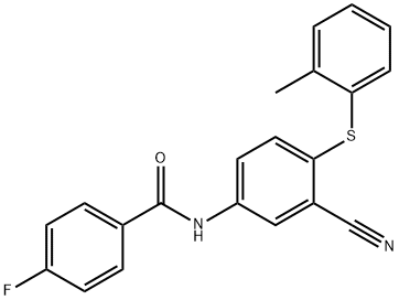 N-(3-Cyano-4-[(2-methylphenyl)sulfanyl]phenyl)-4-fluorobenzenecarboxamide 结构式