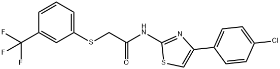 N-[4-(4-CHLOROPHENYL)-1,3-THIAZOL-2-YL]-2-([3-(TRIFLUOROMETHYL)PHENYL]SULFANYL)ACETAMIDE 结构式