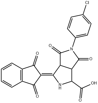 5-(4-CHLOROPHENYL)-3-(1,3-DIOXO-1,3-DIHYDRO-2H-INDEN-2-YLIDEN)-4,6-DIOXOOCTAHYDROPYRROLO[3,4-C]PYRROLE-1-CARBOXYLIC ACID 结构式