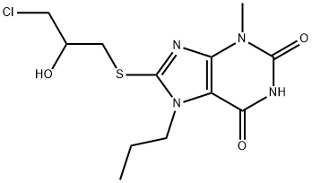 8-[(3-CHLORO-2-HYDROXYPROPYL)SULFANYL]-3-METHYL-7-PROPYL-3,7-DIHYDRO-1H-PURINE-2,6-DIONE 结构式
