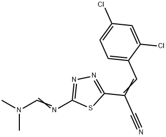 N'-(5-[1-CYANO-2-(2,4-DICHLOROPHENYL)VINYL]-1,3,4-THIADIAZOL-2-YL)-N,N-DIMETHYLIMINOFORMAMIDE 结构式