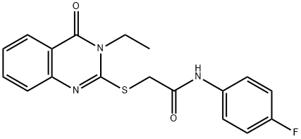 2-[(3-Ethyl-4-oxo-3,4-dihydro-2-quinazolinyl)sulfanyl]-N-(4-fluorophenyl)acetamide 结构式