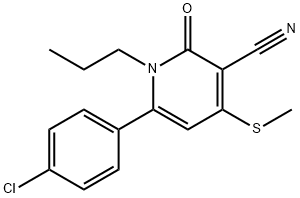 6-(4-CHLOROPHENYL)-4-(METHYLSULFANYL)-2-OXO-1-PROPYL-1,2-DIHYDRO-3-PYRIDINECARBONITRILE 结构式