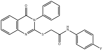 N-(4-FLUOROPHENYL)-2-[(4-OXO-3-PHENYL-3,4-DIHYDRO-2-QUINAZOLINYL)SULFANYL]ACETAMIDE 结构式