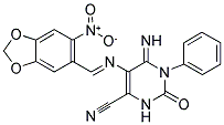 5-(1-AZA-2-(6-NITROBENZO[3,4-D]1,3-DIOXOLAN-5-YL)VINYL)-4-IMINO-2-OXO-3-PHENYL-1H-1,3-DIAZINE-6-CARBONITRILE 结构式