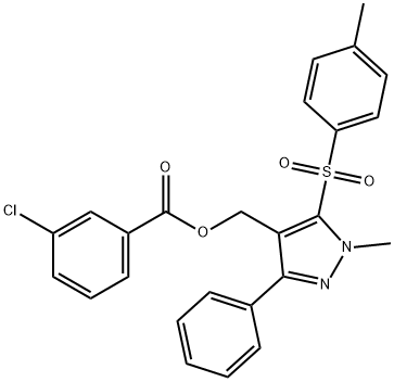 (1-METHYL-5-[(4-METHYLPHENYL)SULFONYL]-3-PHENYL-1H-PYRAZOL-4-YL)METHYL 3-CHLOROBENZENECARBOXYLATE 结构式