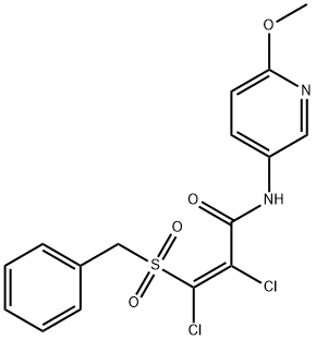 3-(BENZYLSULFONYL)-2,3-DICHLORO-N-(6-METHOXY-3-PYRIDINYL)ACRYLAMIDE 结构式