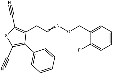 3-(2-([(2-Fluorobenzyl)oxy]imino)ethyl)-4-phenyl-2,5-thiophenedicarbonitrile 结构式