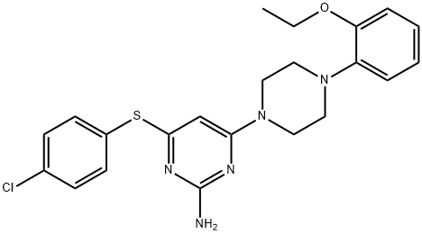 4-[(4-CHLOROPHENYL)SULFANYL]-6-[4-(2-ETHOXYPHENYL)PIPERAZINO]-2-PYRIMIDINAMINE 结构式