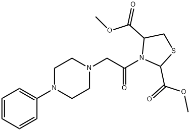 Dimethyl 3-[2-(4-phenylpiperazino)acetyl]-1,3-thiazolane-2,4-dicarboxylate 结构式