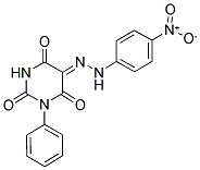 (5Z)-1-PHENYLPYRIMIDINE-2,4,5,6(1H,3H)-TETRONE 5-[(4-NITROPHENYL)HYDRAZONE] 结构式