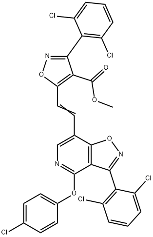 METHYL 5-(2-[4-(4-CHLOROPHENOXY)-3-(2,6-DICHLOROPHENYL)ISOXAZOLO[4,5-C]PYRIDIN-7-YL]VINYL)-3-(2,6-DICHLOROPHENYL)-4-ISOXAZOLECARBOXYLATE 结构式