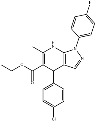 ETHYL 4-(4-CHLOROPHENYL)-1-(4-FLUOROPHENYL)-6-METHYL-4,7-DIHYDRO-1H-PYRAZOLO[3,4-B]PYRIDINE-5-CARBOXYLATE 结构式