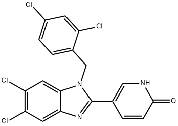 5-[5,6-DICHLORO-1-(2,4-DICHLOROBENZYL)-1H-1,3-BENZIMIDAZOL-2-YL]-2(1H)-PYRIDINONE 结构式