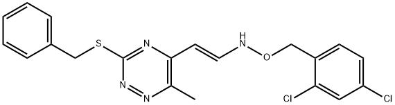 3-(BENZYLSULFANYL)-5-(2-([(2,4-DICHLOROBENZYL)OXY]AMINO)VINYL)-6-METHYL-1,2,4-TRIAZINE 结构式