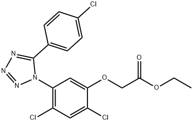 ETHYL 2-(2,4-DICHLORO-5-[5-(4-CHLOROPHENYL)-1H-1,2,3,4-TETRAAZOL-1-YL]PHENOXY)ACETATE 结构式