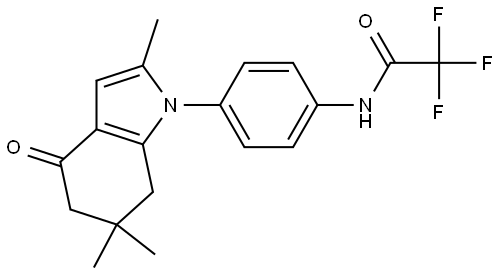 2,2,2-Trifluoro-N-(4-(2,6,6-trimethyl-4-oxo(5,6,7-trihydroindolyl))phenyl)ethanamide 结构式