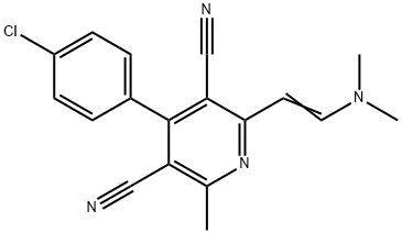 4-(4-CHLOROPHENYL)-2-[2-(DIMETHYLAMINO)VINYL]-6-METHYL-3,5-PYRIDINEDICARBONITRILE 结构式