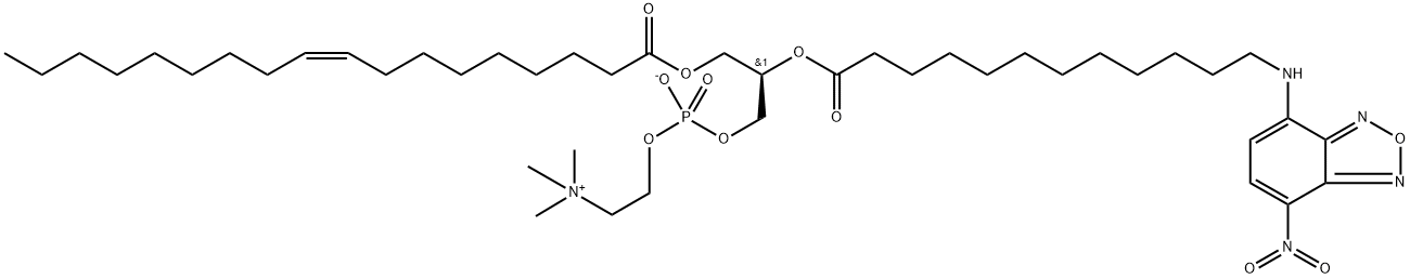 1-OLEOYL-2-[12-[(7-NITRO-2-1,3-BENZOXADIAZOL-4-YL)AMINO]DODECANOYL]-SN-GLYCERO-3-PHOSPHOCHOLINE 结构式