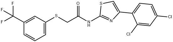 N-[4-(2,4-DICHLOROPHENYL)-1,3-THIAZOL-2-YL]-2-([3-(TRIFLUOROMETHYL)PHENYL]SULFANYL)ACETAMIDE 结构式