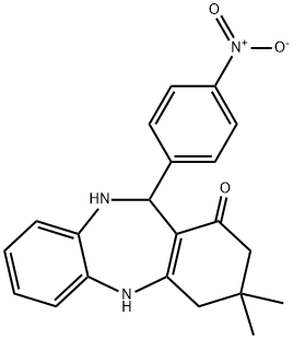 3,3-二甲基-11-(4-硝基苯基)-2,3,4,5,10,11-六氢-1H-二苯并[B,E][1,4]二氮杂卓-1-酮 结构式