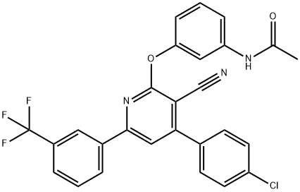 N-[3-((4-(4-CHLOROPHENYL)-3-CYANO-6-[3-(TRIFLUOROMETHYL)PHENYL]-2-PYRIDINYL)OXY)PHENYL]ACETAMIDE 结构式