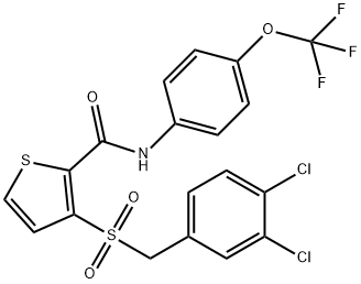 3-[(3,4-DICHLOROBENZYL)SULFONYL]-N-[4-(TRIFLUOROMETHOXY)PHENYL]-2-THIOPHENECARBOXAMIDE 结构式