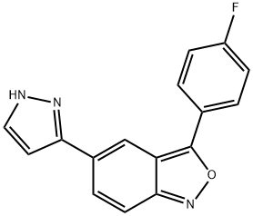 3-(4-FLUOROPHENYL)-5-(1H-PYRAZOL-3-YL)-2,1-BENZISOXAZOLE 结构式