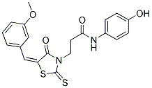 N-(4-HYDROXYPHENYL)-3-[(5E)-5-(3-METHOXYBENZYLIDENE)-4-OXO-2-THIOXO-1,3-THIAZOLIDIN-3-YL]PROPANAMIDE 结构式