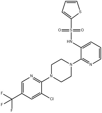 N-(2-(4-[3-Chloro-5-(trifluoromethyl)-2-pyridinyl]piperazino)-3-pyridinyl)-2-thiophenesulfonamide 结构式