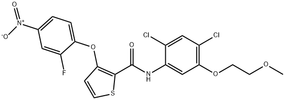 N-[2,4-DICHLORO-5-(2-METHOXYETHOXY)PHENYL]-3-(2-FLUORO-4-NITROPHENOXY)-2-THIOPHENECARBOXAMIDE 结构式
