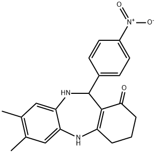 7,8-DIMETHYL-11-(4-NITROPHENYL)-2,3,4,5,10,11-HEXAHYDRO-1H-DIBENZO[B,E][1,4]DIAZEPIN-1-ONE 结构式