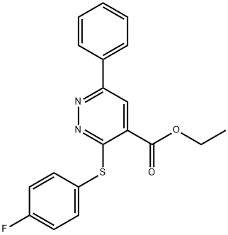 ETHYL 3-[(4-FLUOROPHENYL)SULFANYL]-6-PHENYL-4-PYRIDAZINECARBOXYLATE 结构式