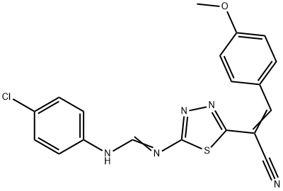 N-(4-CHLOROPHENYL)-N'-(5-[1-CYANO-2-(4-METHOXYPHENYL)VINYL]-1,3,4-THIADIAZOL-2-YL)IMINOFORMAMIDE 结构式