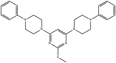 2-(METHYLSULFANYL)-4,6-BIS(4-PHENYLPIPERAZINO)PYRIMIDINE 结构式