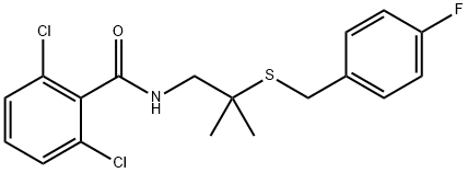 2,6-DICHLORO-N-(2-[(4-FLUOROBENZYL)SULFANYL]-2-METHYLPROPYL)BENZENECARBOXAMIDE 结构式
