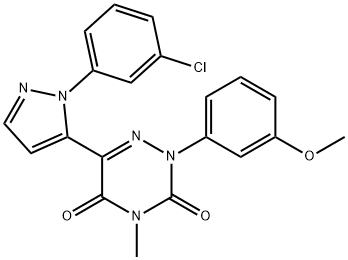 6-[1-(3-CHLOROPHENYL)-1H-PYRAZOL-5-YL]-2-(3-METHOXYPHENYL)-4-METHYL-1,2,4-TRIAZINE-3,5(2H,4H)-DIONE 结构式